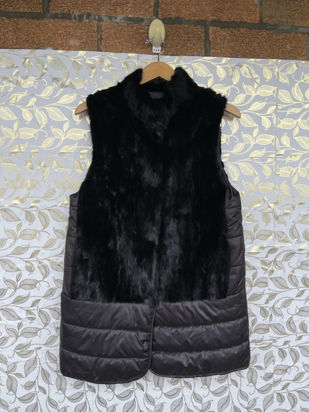 Linda Richards Luxury Real Fur Puffer Long Vest Black  M Gorpcore Glam